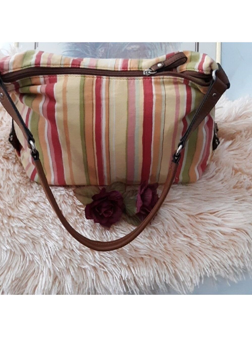 Stripe  Relic purse with inside  removable pouch